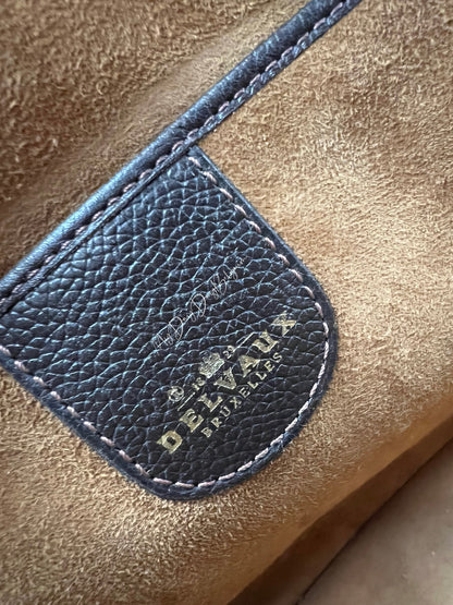 Delvaux Parole top handle bag in brown toile de cuir 1990's