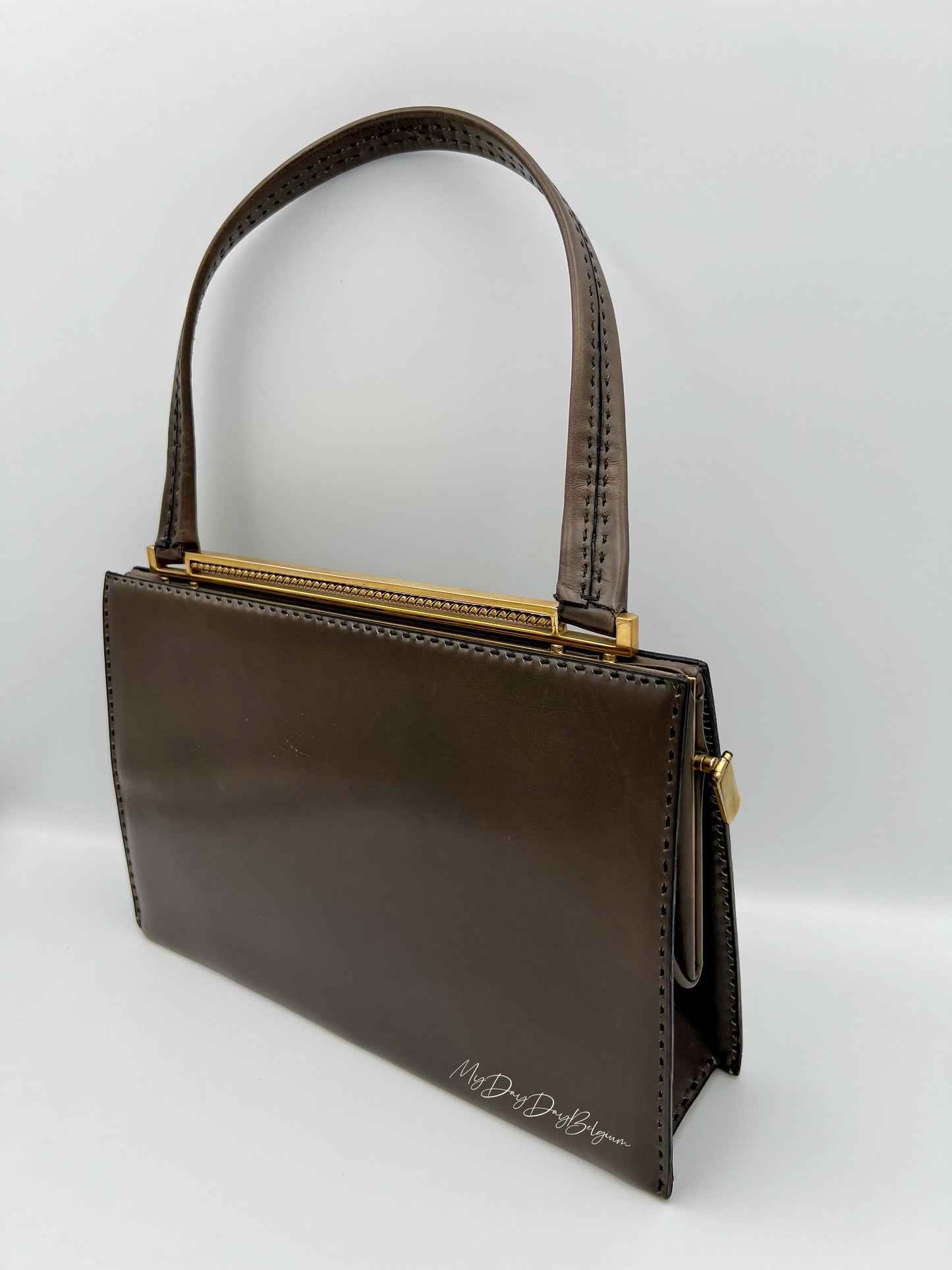 Vintage Delvaux top handle 1969 grey