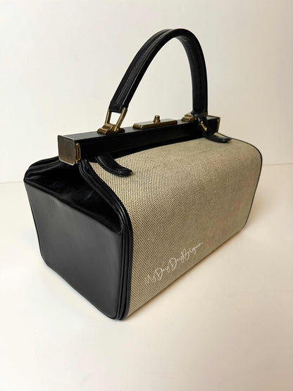 Delvaux Vintage "Doctor Bag" Top Handle Black 1962