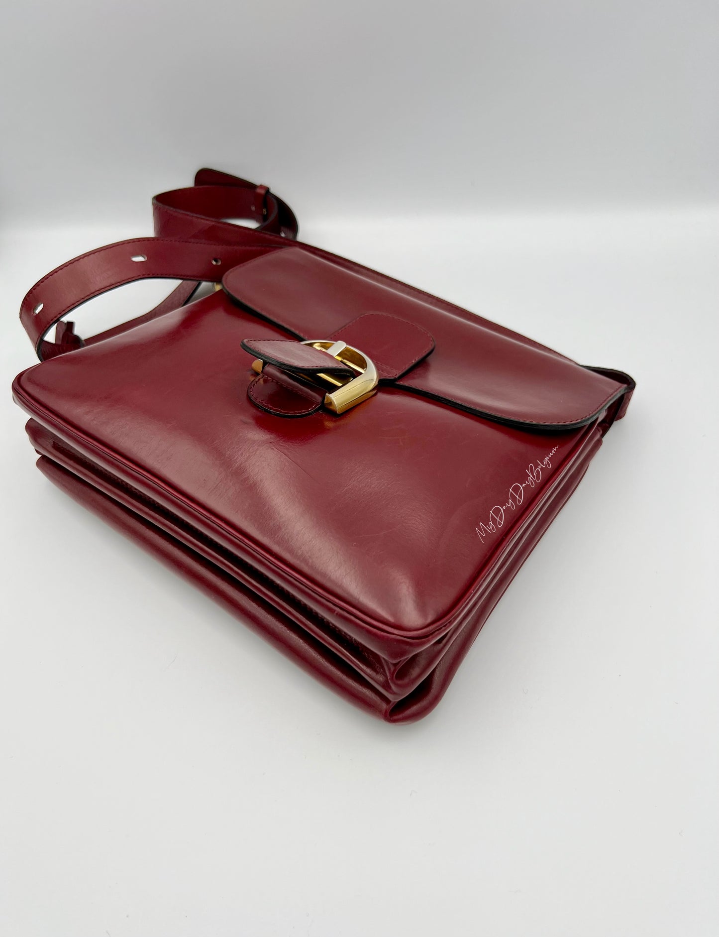 Delvaux Brillant Festival 1971 box calf leather in burgundy