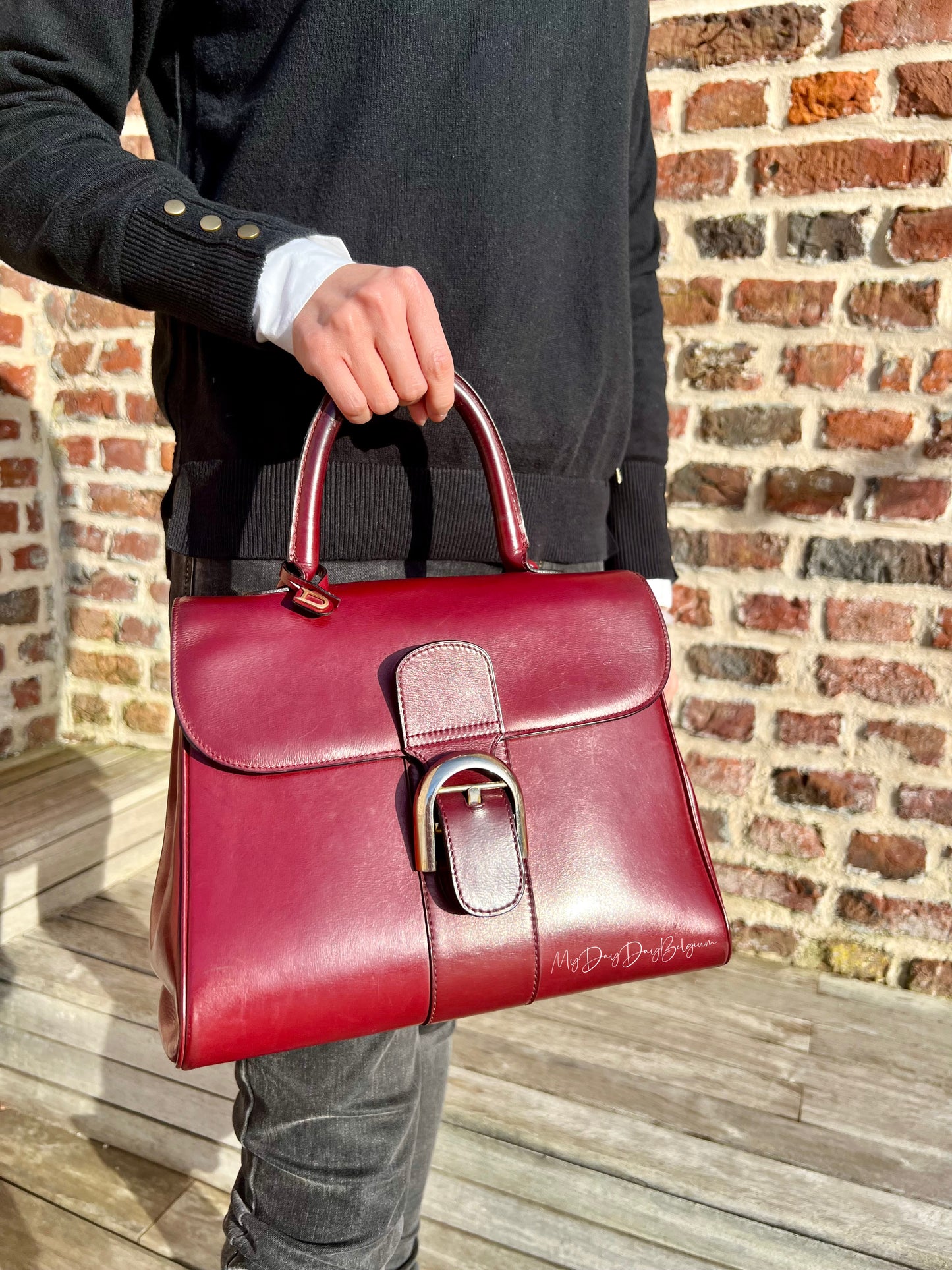 Vintage Delvaux Brillant 1970s box calf leather Bordeaux