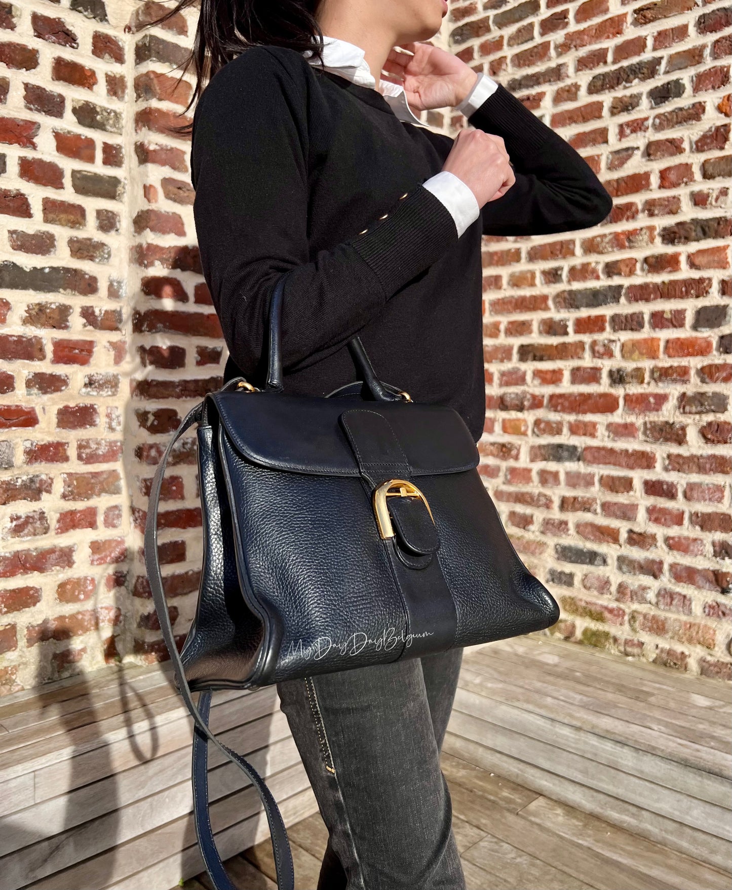 Delvaux Brillant MM in navy 1990’s