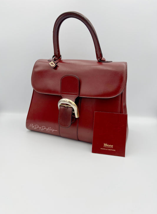 Vintage Delvaux Brillant 1970s box calf leather Bordeaux