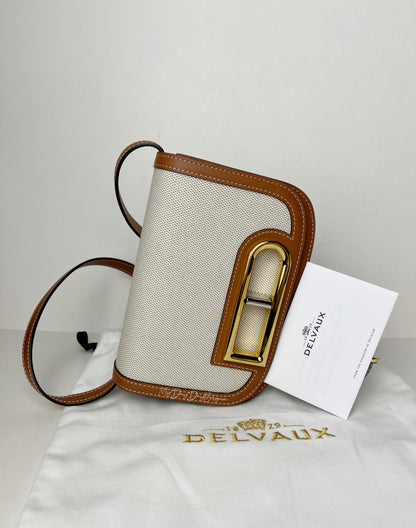 Delvaux Lingot Canvas Crossbody / Shoulder Bag Brown / White 2023