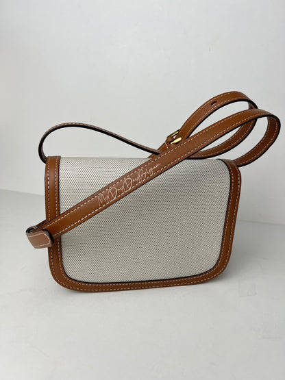 Delvaux Lingot Canvas Crossbody / Shoulder Bag Brown / White 2023