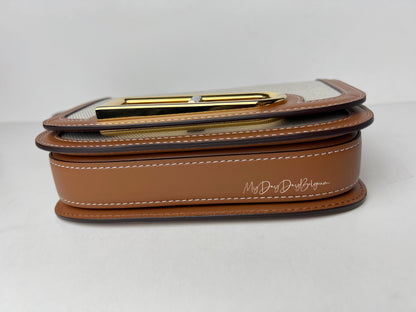 Delvaux Lingot Canvas Crossbody / Shoulder Bag Brown / White 2023