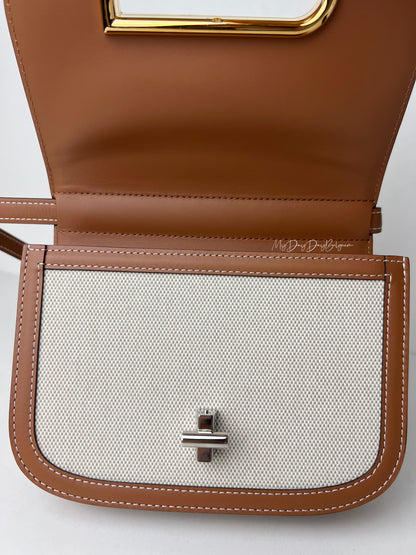 Delvaux Lingot Canvas Crossbody / Shoulder Bag Brown / White 2023