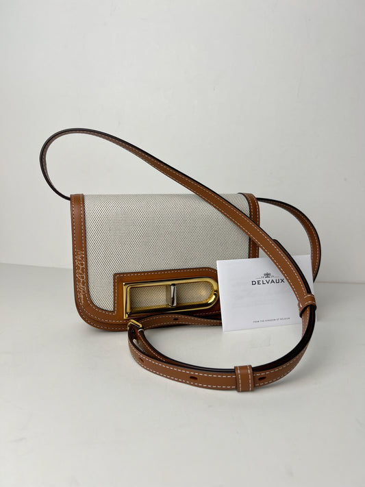 Delvaux Lingot Canvas Crossbody / Shoulder Bag Brown / White 2023