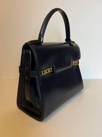 Delvaux Tempete Top Handle Navy Blue 1970's