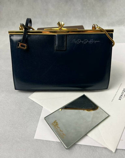Delvaux Vintage Top Handle Navy Blue 1964