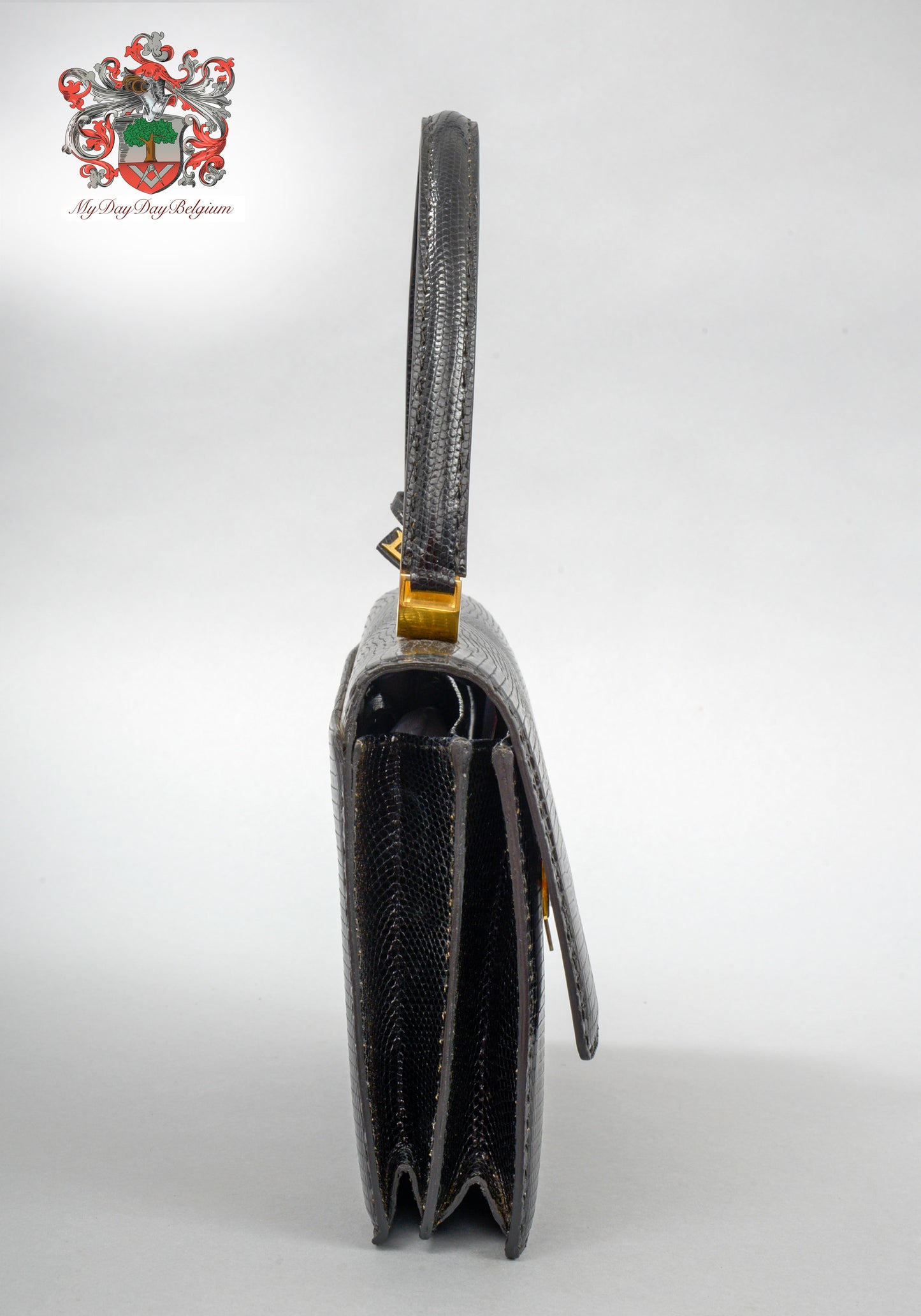 Delvaux vintage top handle handbag in lizard leather 1974