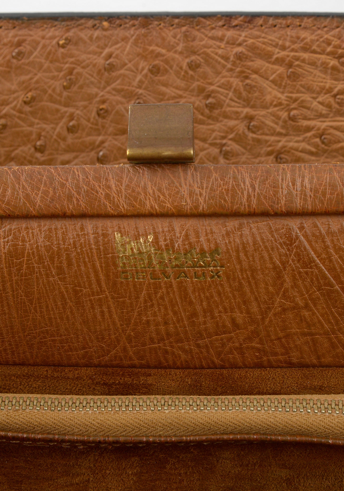Delvaux vintage top handle handbag in ostrich leather 1966