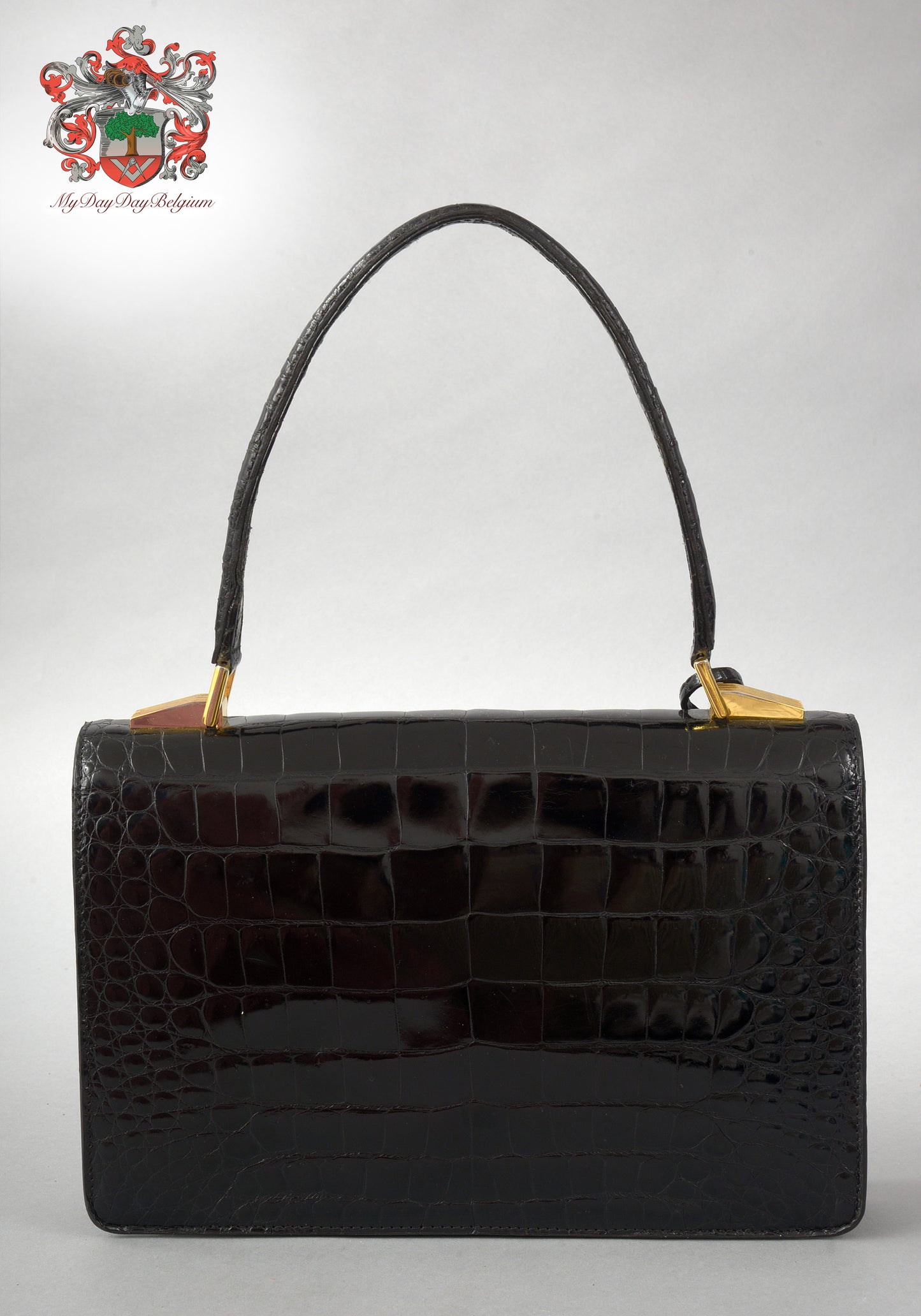 Delvaux vintage top handle handbag in alligator leather 1980