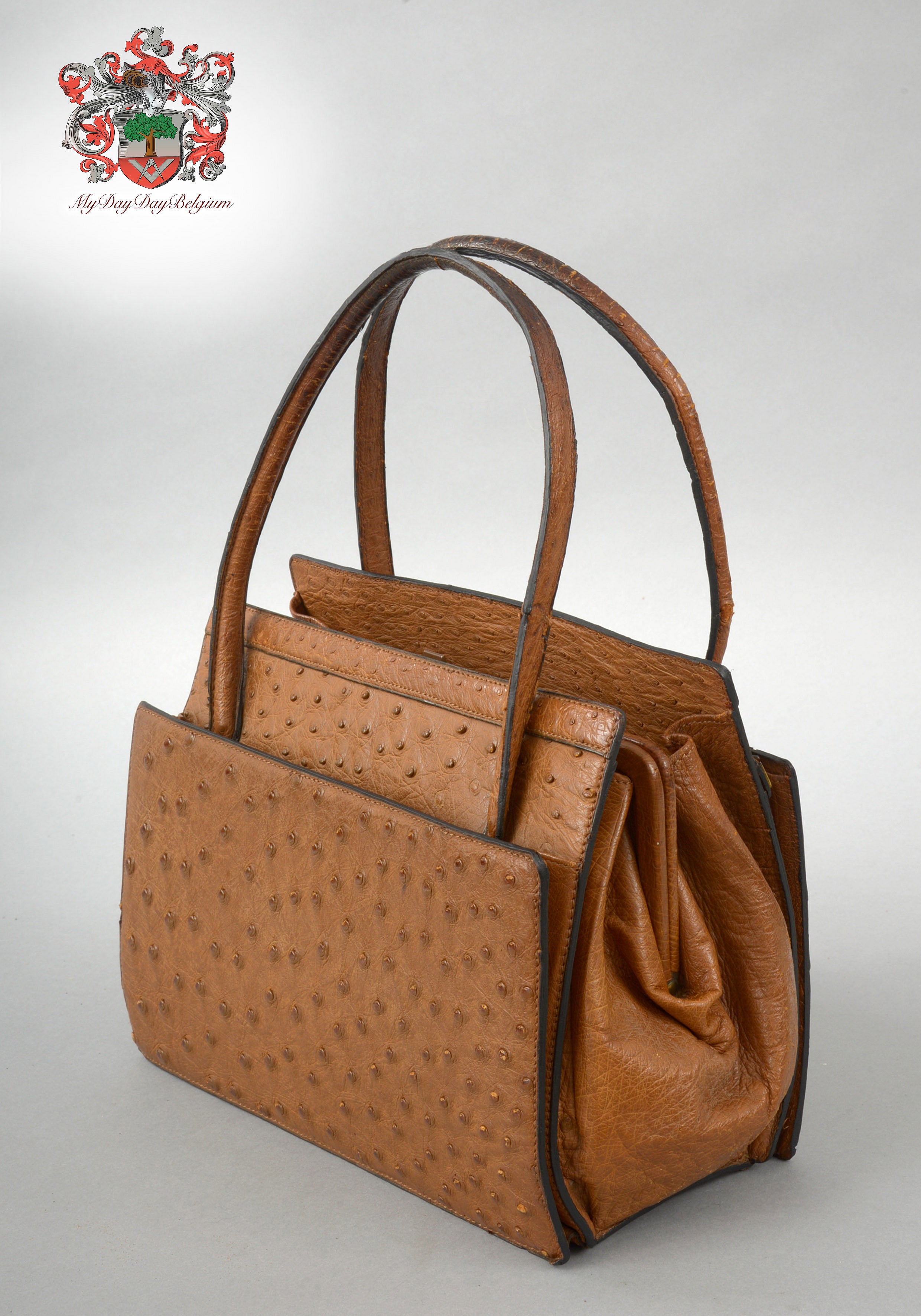 Anele | Ostrich leather handbag – grey | Modern & Tribal