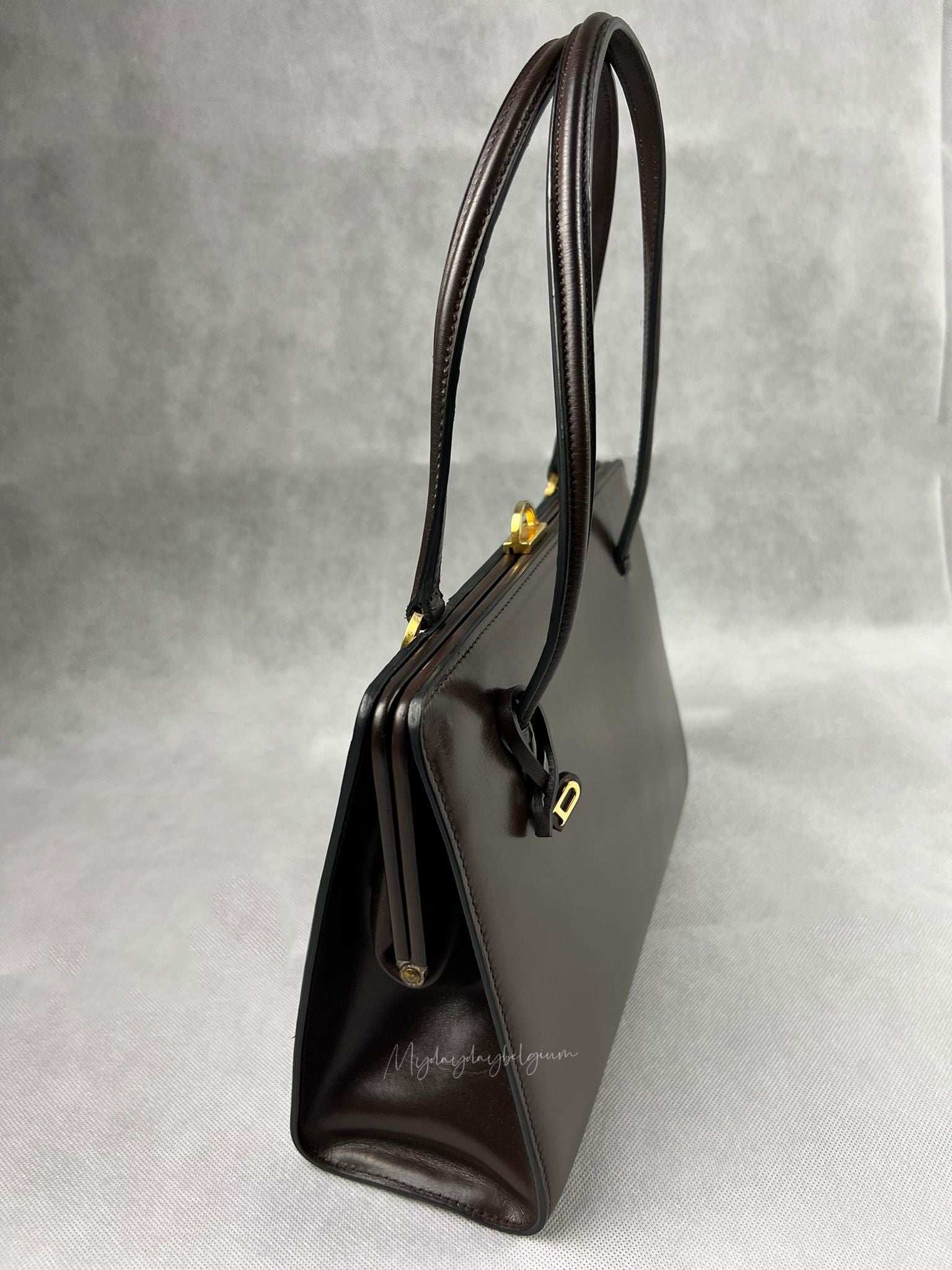 Delvaux shoulder bag Dark Brown Leather Gold Hardware Womne's