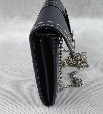 Delvaux Brillant Wallet on Chain Crossbody / Shoulder Bag Navy Blue 2022
