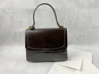 Delvaux vintage top handle bag brown 1977
