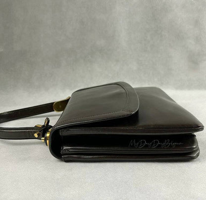 Delvaux vintage top handle bag brown 1977