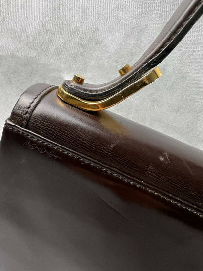 Delvaux vintage top handle bag brown 1977